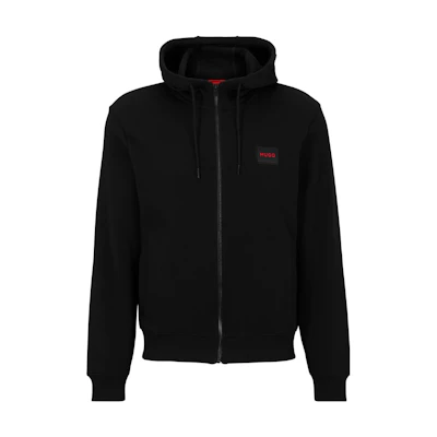 HUGO BOSS Black Solid Zip-Up Hoodie with Long Sleeves 50447972-007