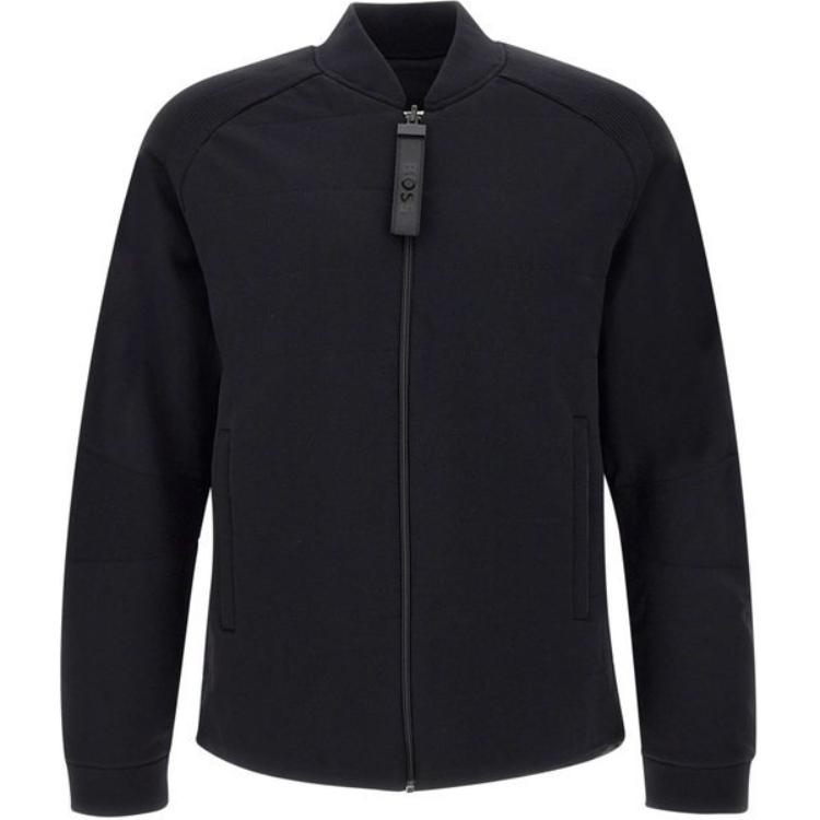 HUGO BOSS Black Solid Zip-Up Letter Print Long Sleeve Jacket 50498522-001