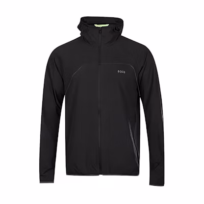 HUGO BOSS Black Solid Zip-Up Lightweight Hooded Jacket 50491921-001