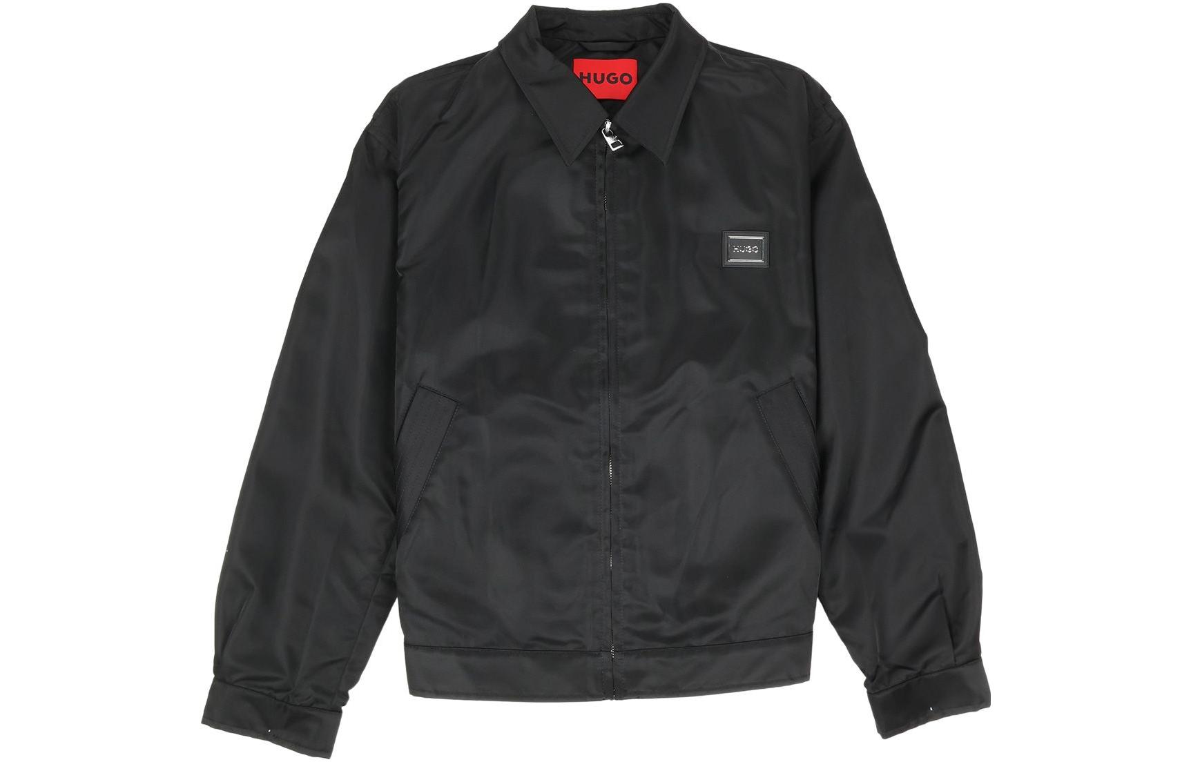 HUGO BOSS Black Solid Zip-Up Square Collar Long-Sleeve Jacket 50485580-001