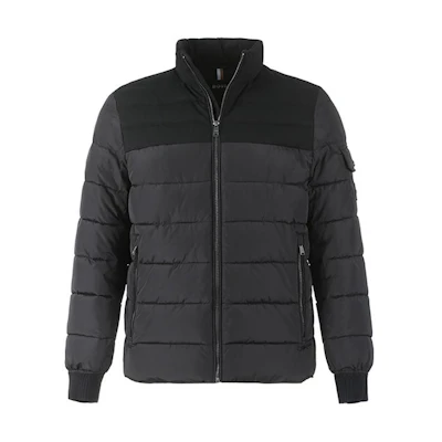 HUGO BOSS Black SS24 Black Cotton Jacket with Stand Collar and Long Sleeves. 50499796-001