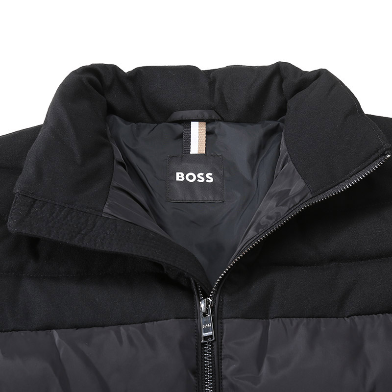 HUGO BOSS Black SS24  Black Cotton Jacket with Stand Collar and Long Sleeves. 50499796-001 圖 7