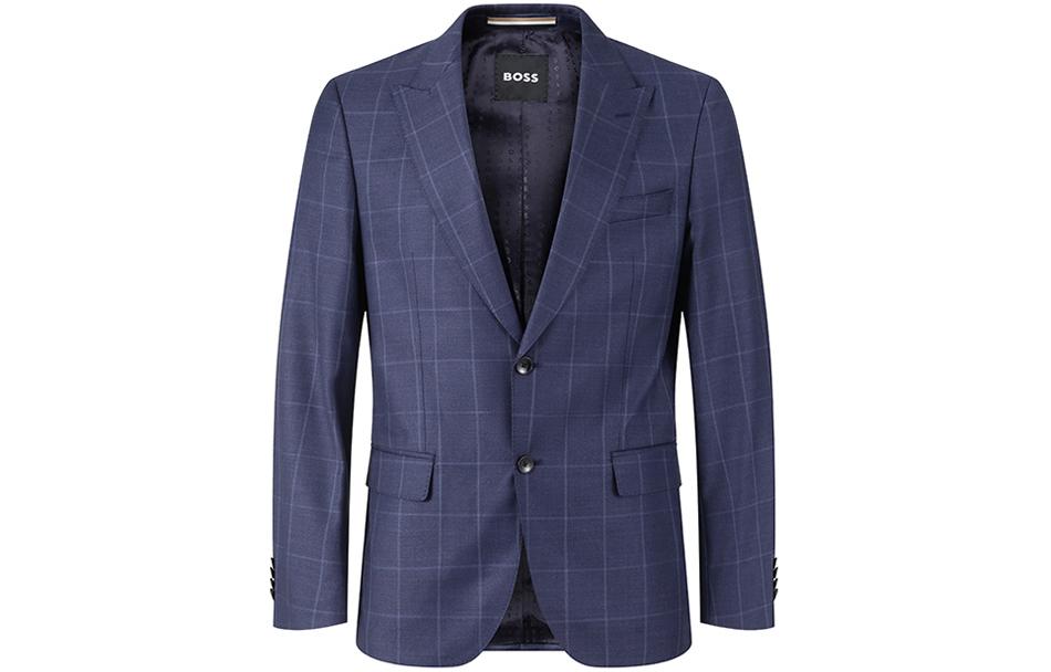 Lookbook ヒューゴボス ブラック SS24 ネイビーチェック シングルスーツセット 50502478-404