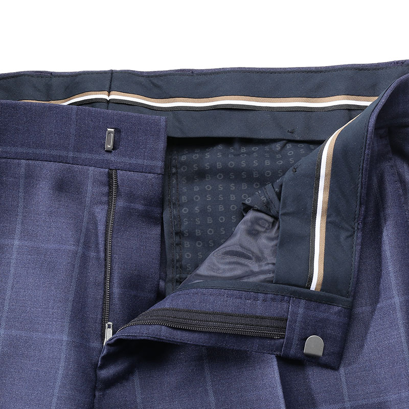 Cheap ヒューゴボス ブラック SS24 ネイビーチェック シングルスーツセット 50502478-404