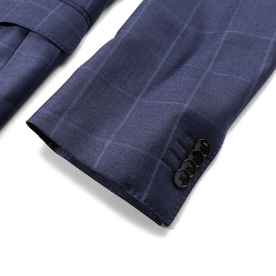 ヒューゴボス ブラック SS24 ネイビーチェック シングルスーツセット 50502478-404 1