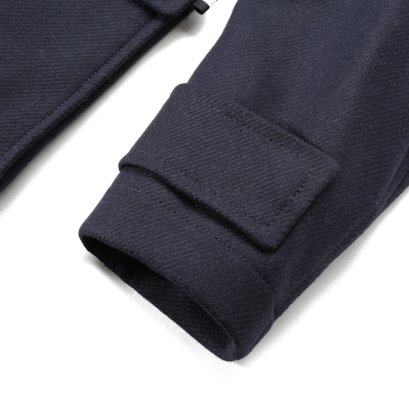 Shop HUGO BOSS 黑色 SS24 海軍藍中長版外套附可拆式帽子。 50502283-402