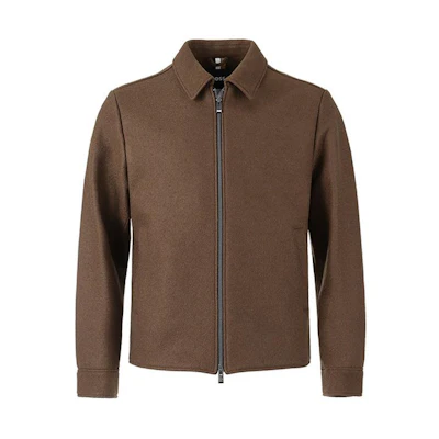 HUGO BOSS Black SS24 Green Brown Zip-Up Collared Casual Jacket 50502516-361