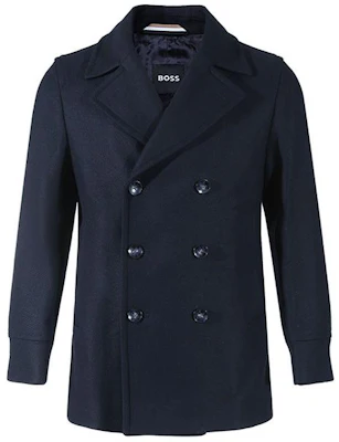 HUGO BOSS Black SS24 Navy Blue Loose-Fit Double-Breasted Coat 50502282-402 Buy HUGO BOSS Black SS24 Navy Blue Loose-Fit Double-Breasted Coat 50502282-402