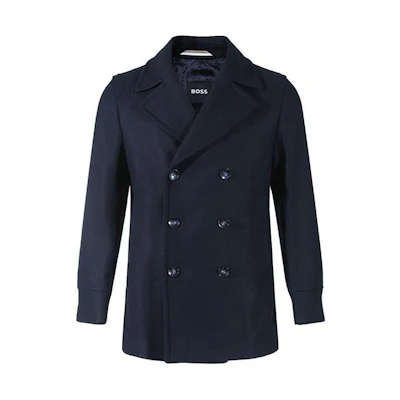 HUGO BOSS Black SS24 Navy Blue Loose-Fit Double-Breasted Coat 50502282-402