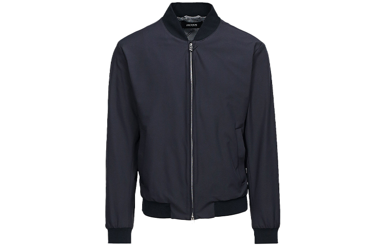 HUGO BOSS Black Stand Collar Jacket - Solid Color 50460662-001