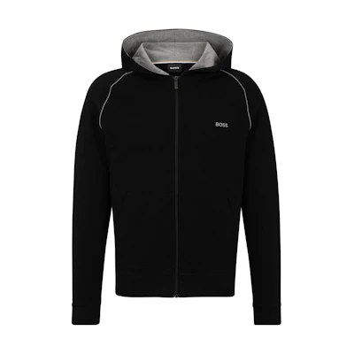 HUGO BOSS Black Stretch-Cotton Zip-Up Hoodie with Logo Detail 50515392-001