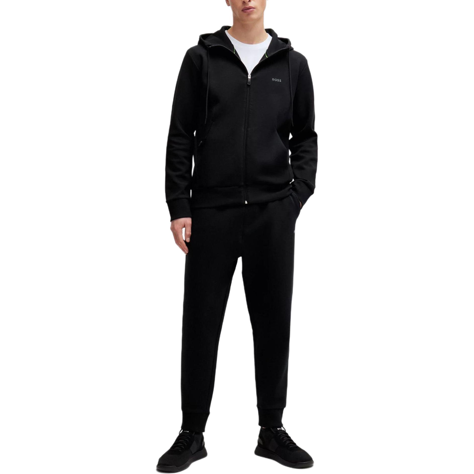 HUGO BOSS Black Stretch-Cotton Zip-Up Hoodie with Logo Print 50506161-001 圖 3