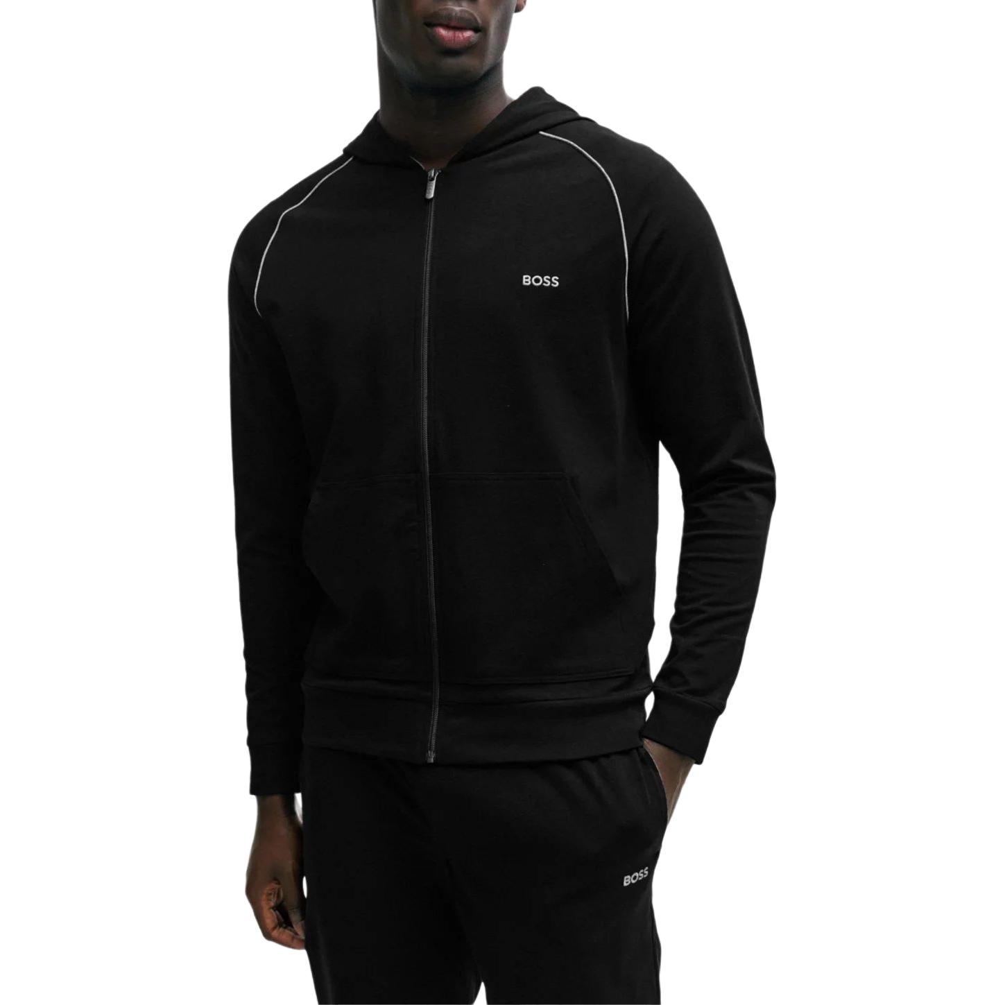 Lookbook HUGO BOSS 黑色伸縮棉拉鍊連帽外套附標誌細節 50515392-001