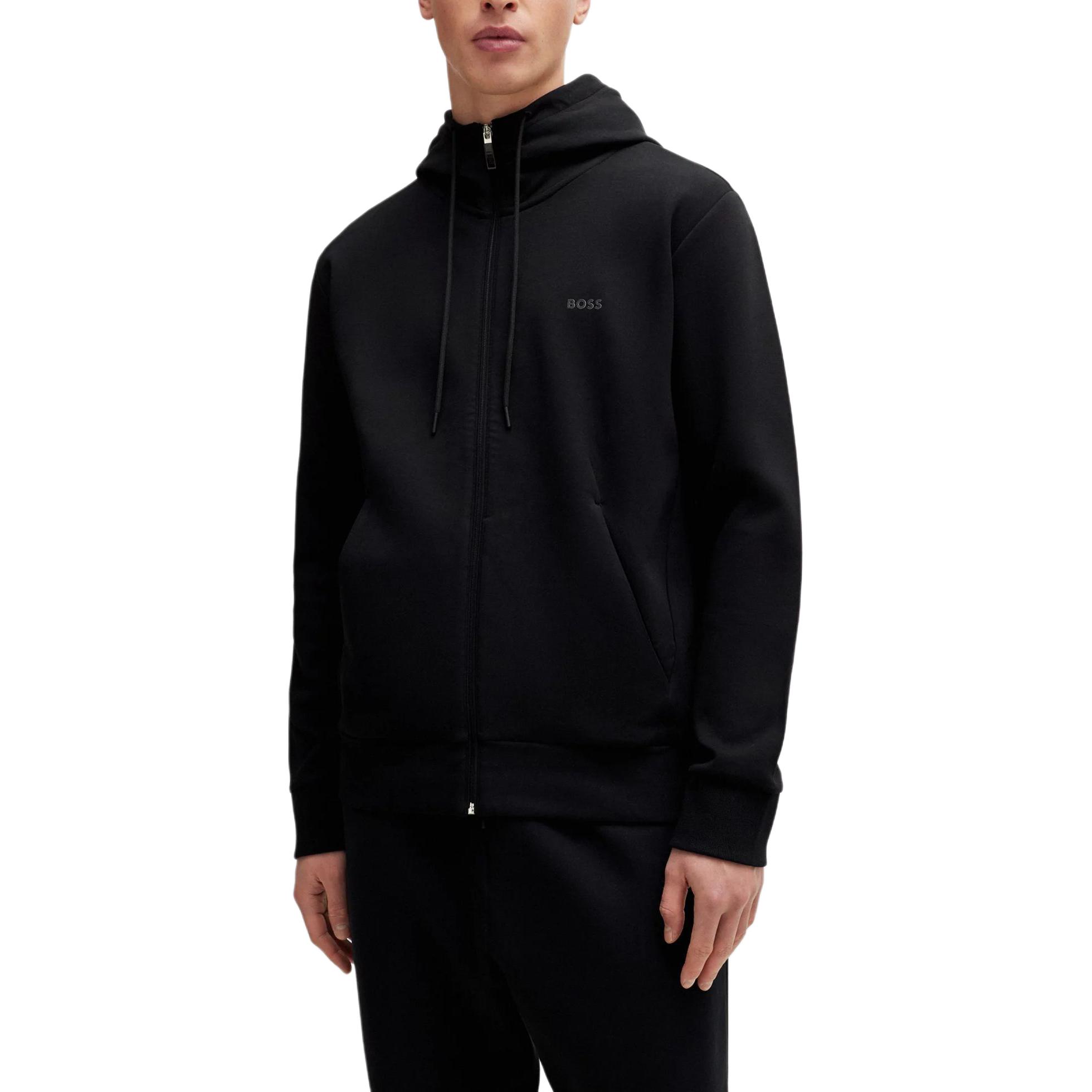 HUGO BOSS Black Stretch-Cotton Zip-Up Hoodie with Logo Print 50506161-001 圖 6