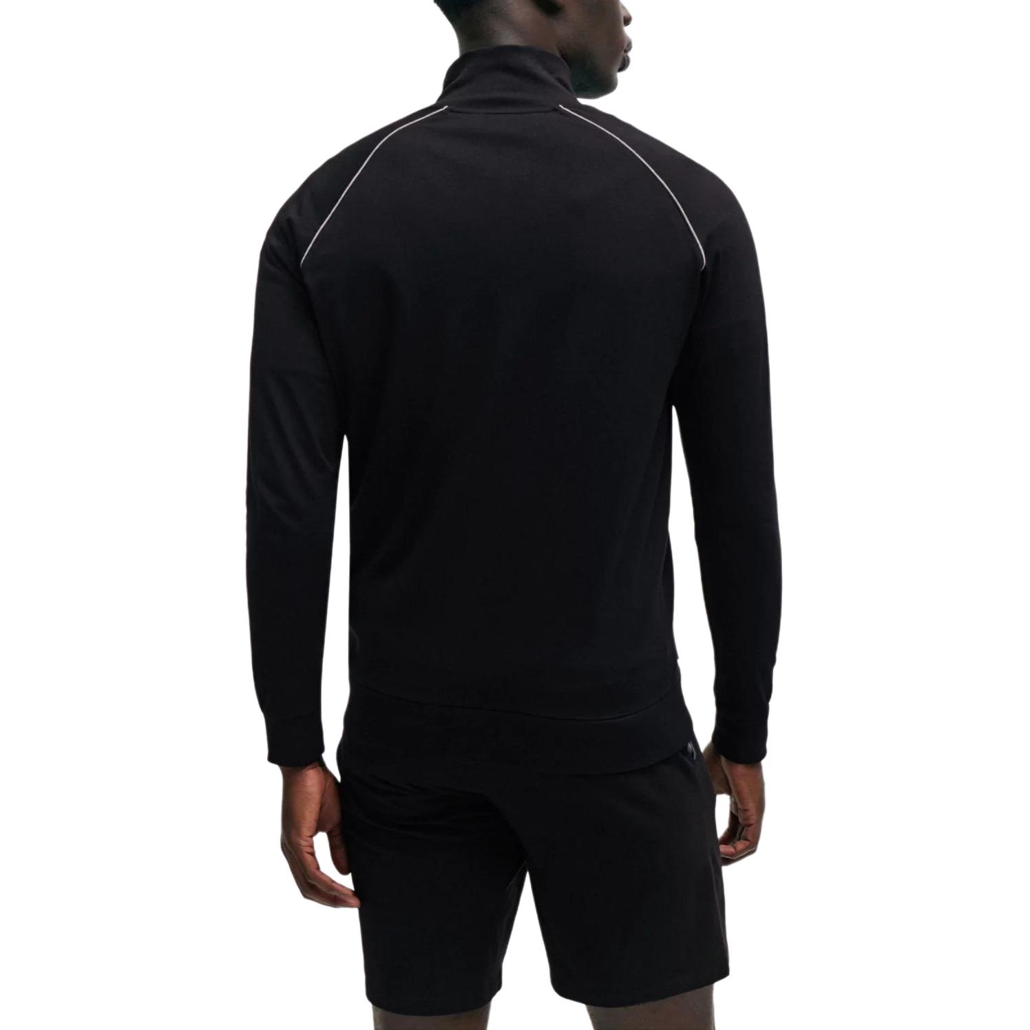 Purchase HUGO BOSS 黑色彈性棉質拉鍊外套 帶有標誌細節 50515366-001