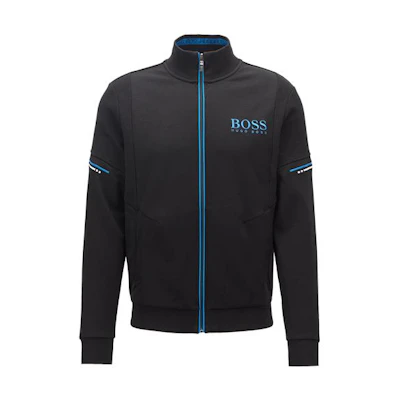 HUGO BOSS Black Striped High-Neck Zip-Up Jacket SKAZ-50387136-001