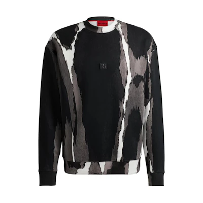 HUGO BOSS Black Tie-Dye Cotton Terry Sweatshirt Crewneck Long Sleeve 50511873-966