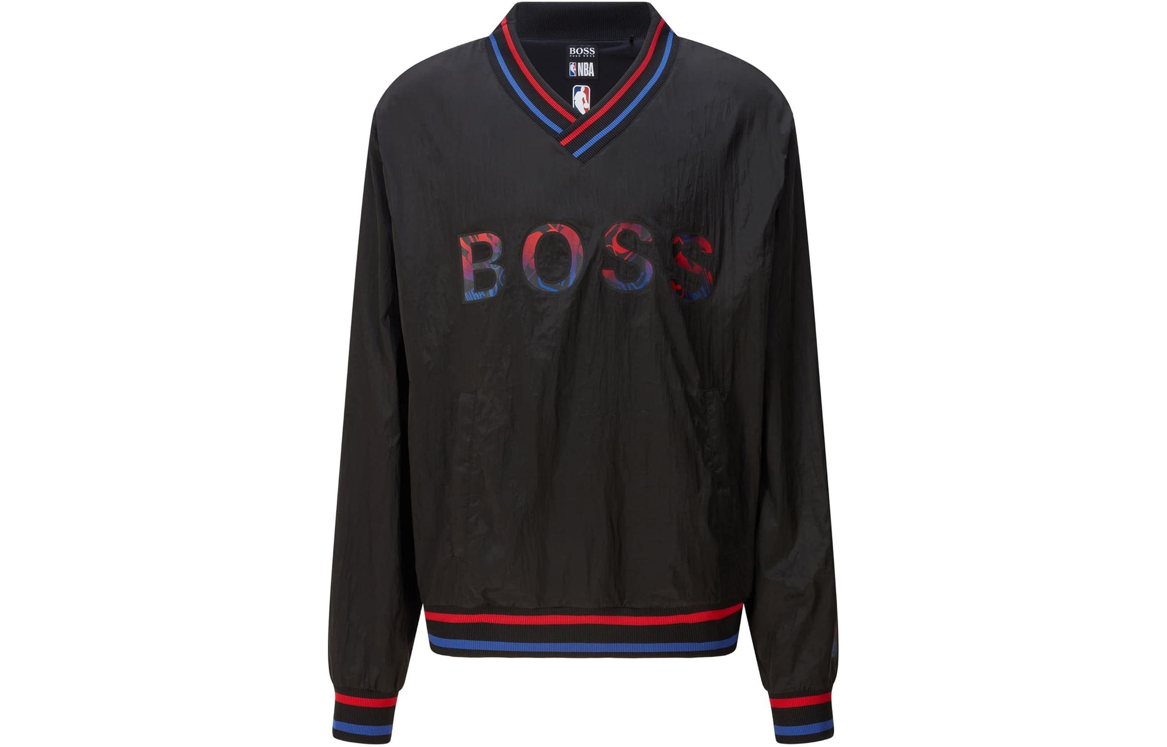 Order HUGO BOSS 黑色V領條紋字母印花套頭衫 50462641-001
