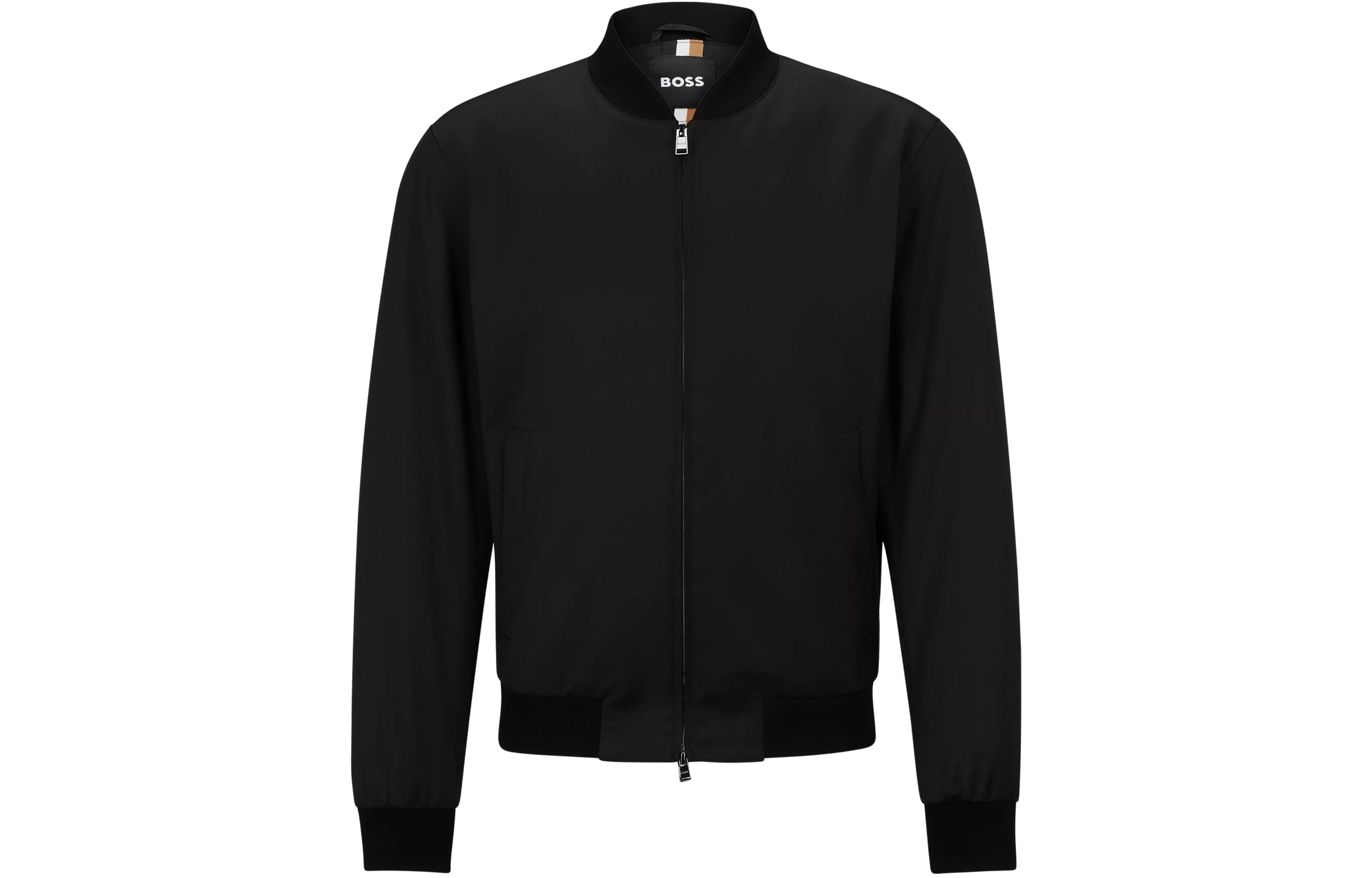 HUGO BOSS Black Virgin-Wool Zip-Up Jacket Long Sleeve 50474269-001