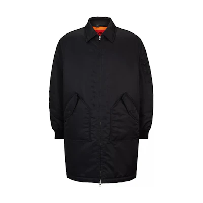 HUGO BOSS Black Water-Repellent Coat with Branded Sleeve Pocket for Men. 50505470-001