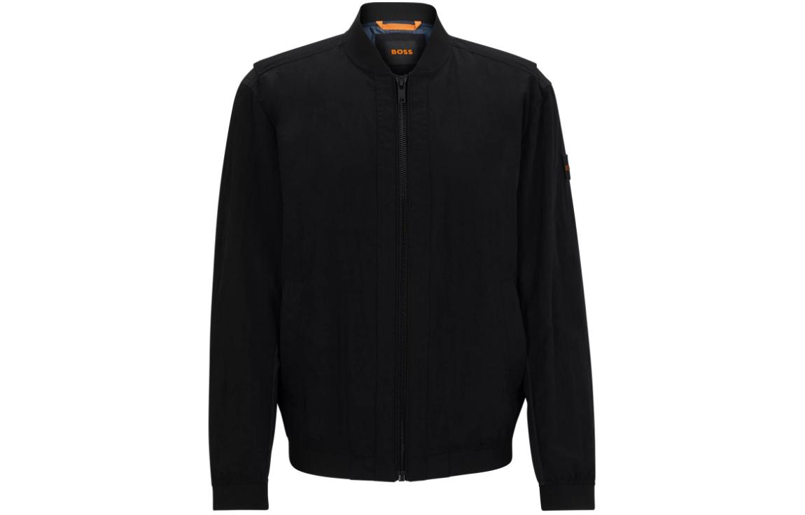 HUGO BOSS Black Water-Repellent Crinkle Fabric Full-Zip Jacket 50513937-001