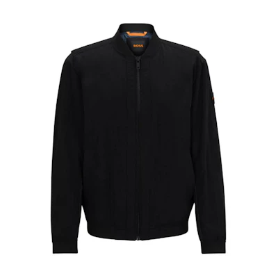 HUGO BOSS Black Water-Repellent Crinkle Fabric Full-Zip Jacket 50513937-001