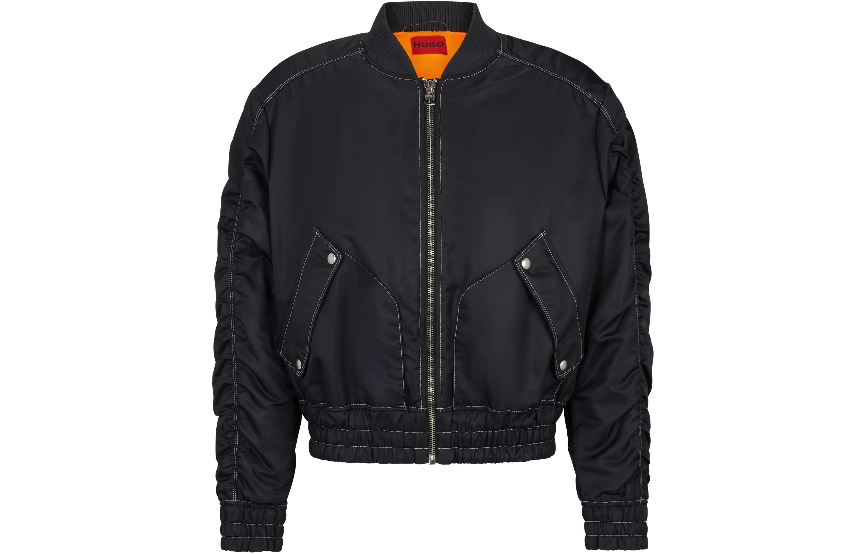 HUGO BOSS Black Water-Repellent Padded Bomber Jacket with Logo Print 50505415-010