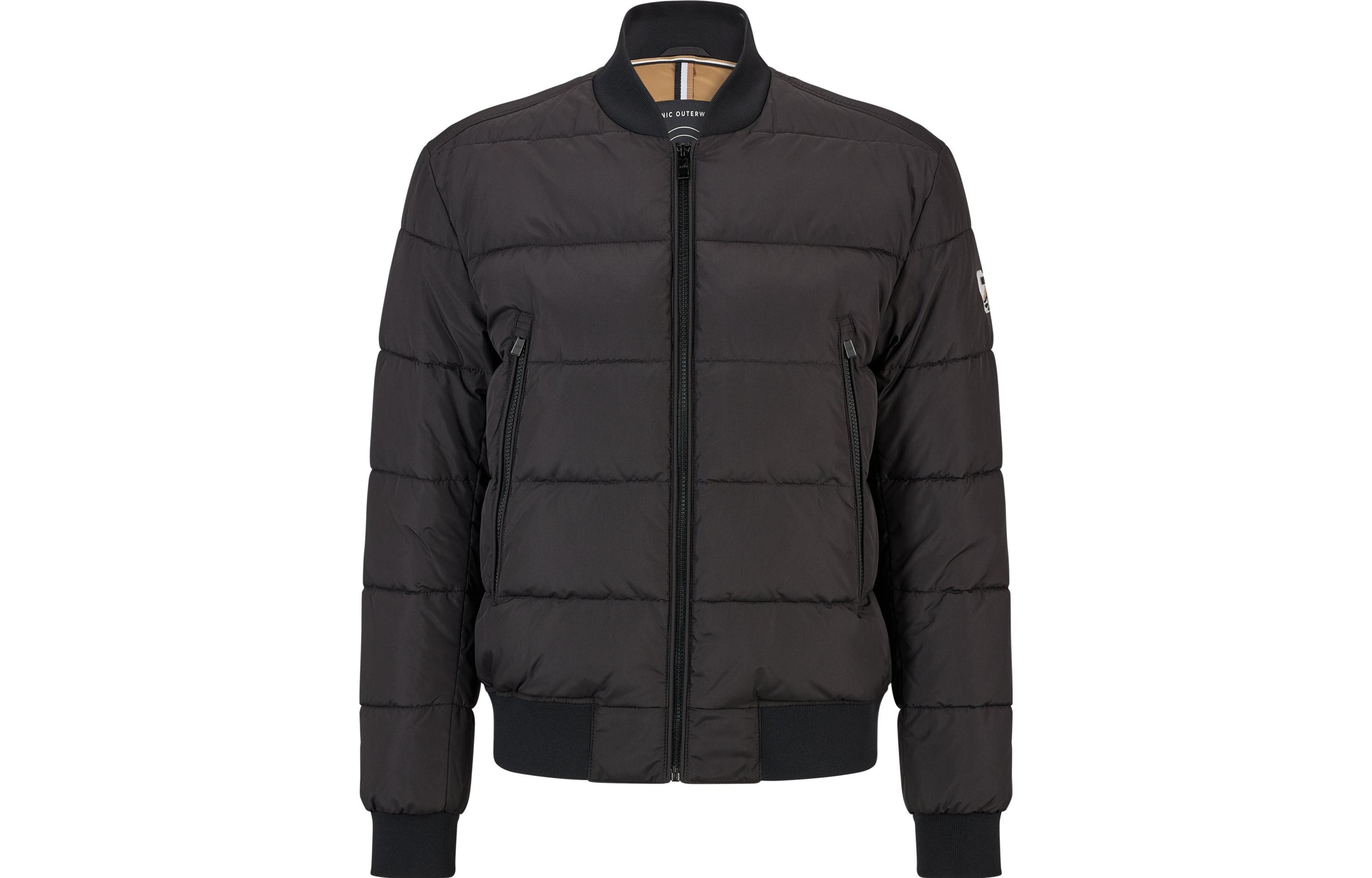 HUGO BOSS Black Water-Repellent Padded Jacket with Logo Badge for Men 50477648-001