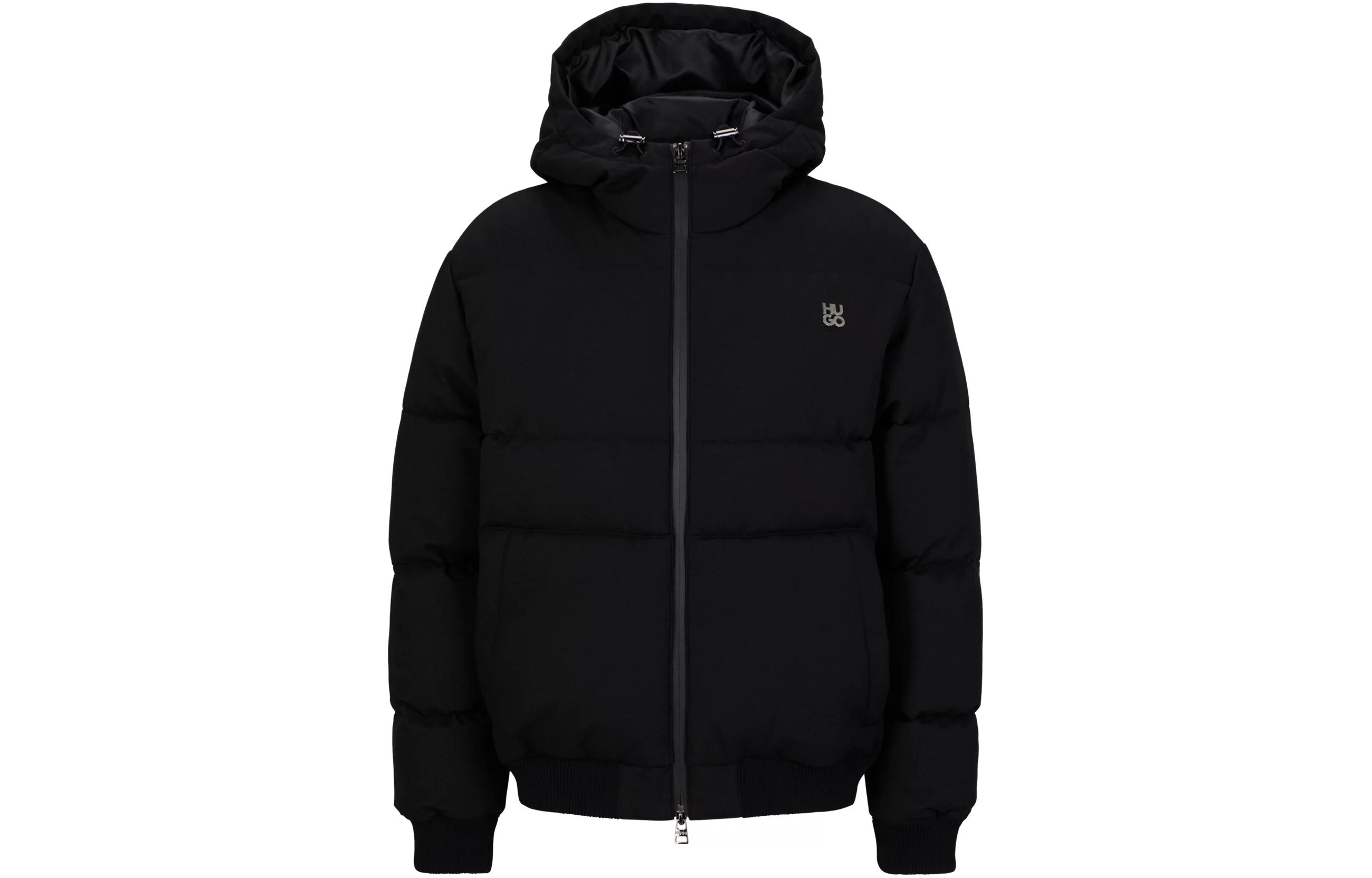 HUGO BOSS Black Water-Repellent Puffer Jacket with Logo Details 50496318-001
