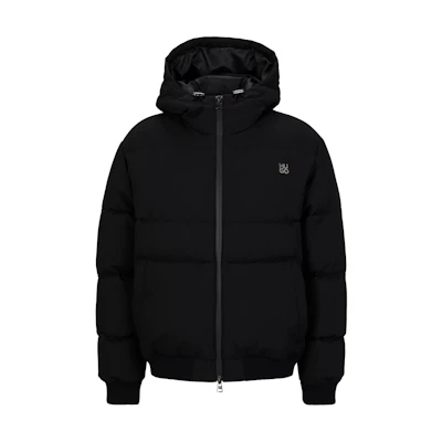HUGO BOSS Black Water-Repellent Puffer Jacket with Logo Details 50496318-001