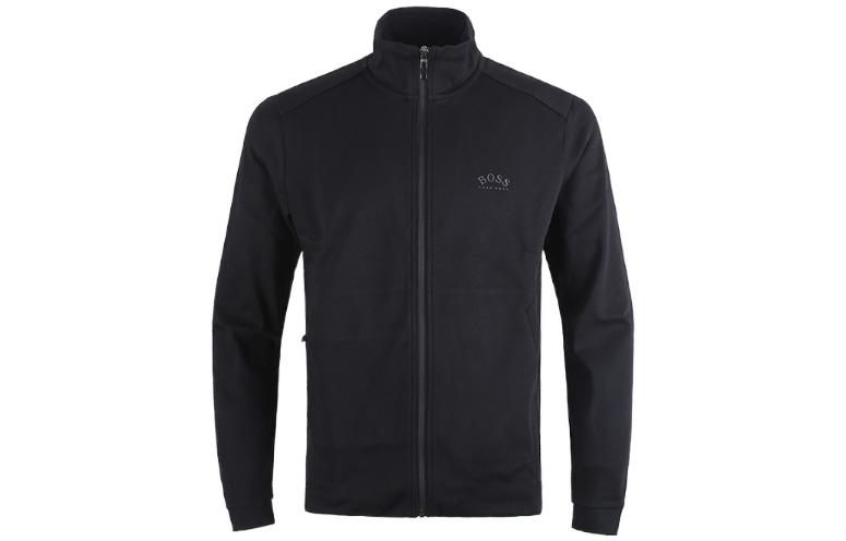 HUGO BOSS Black Windproof Logo Stand Collar Casual Jacket 50455095-001