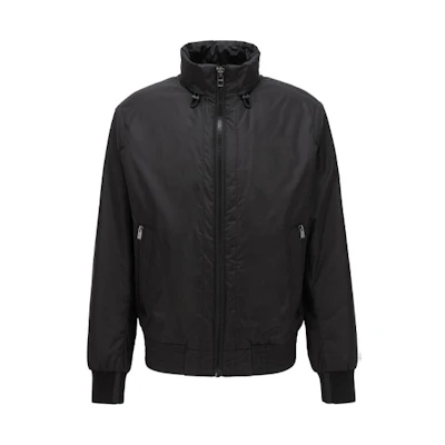 HUGO BOSS Black Windproof Warm Hooded Jacket with Stand Collar 50418489-001