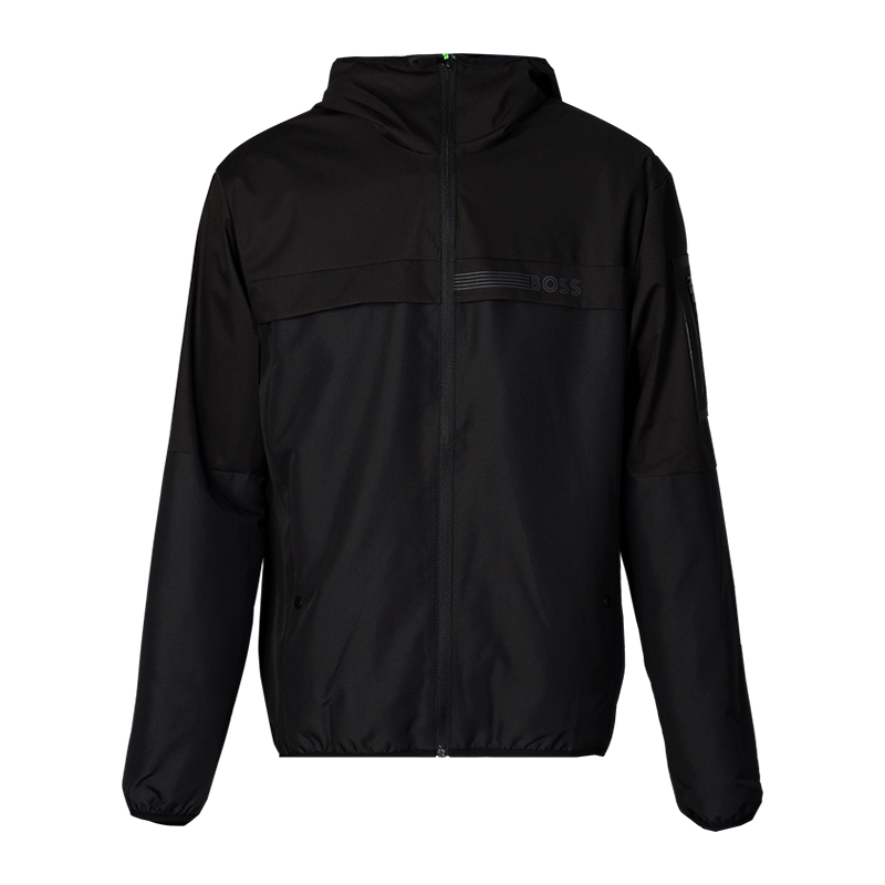 HUGO BOSS Black Zip-Up Hoodie Jacket with Logo Design 50523922-001