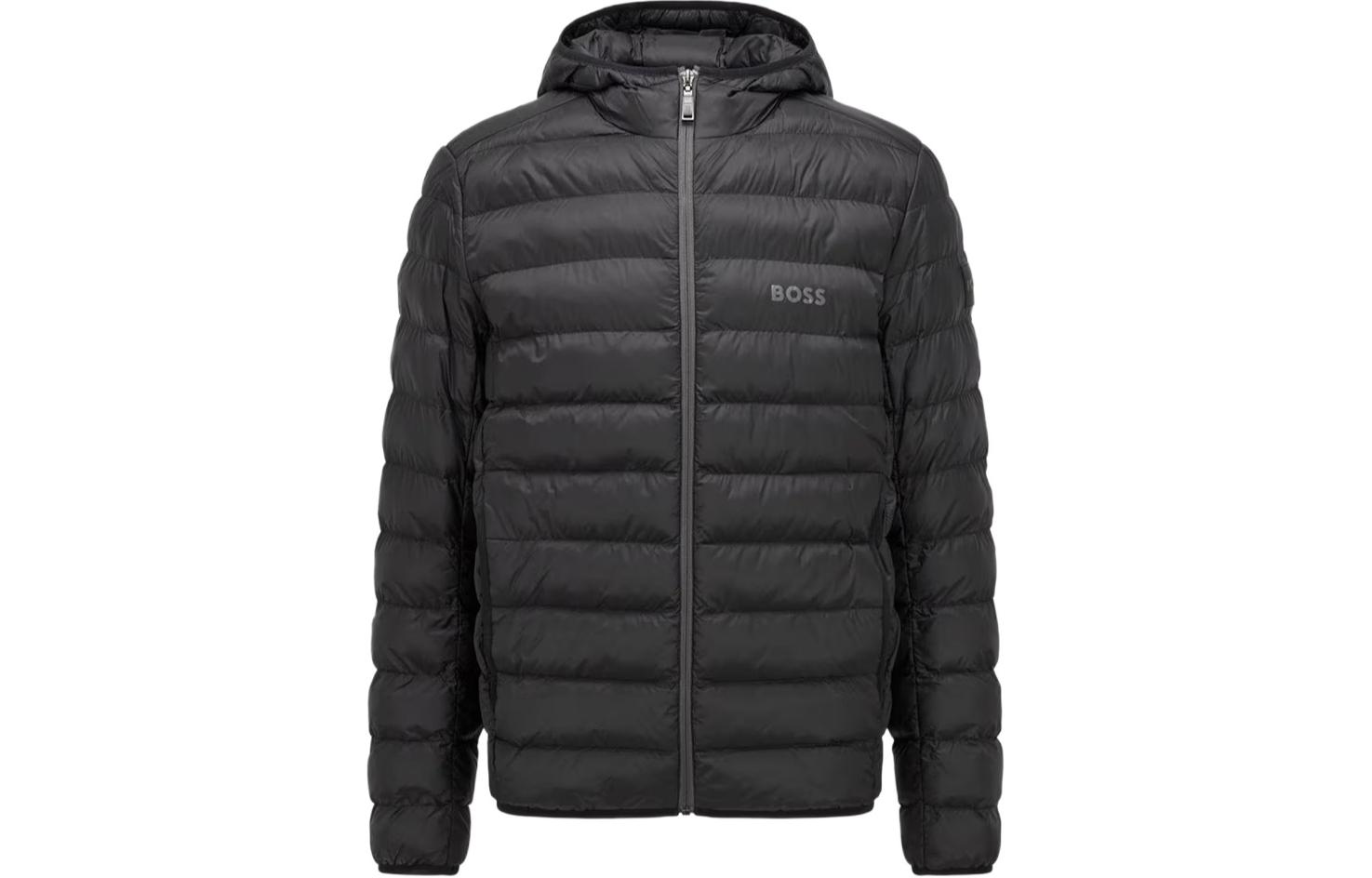 HUGO BOSS Black Zip-Up Hoodie Jacket with Long Sleeves 50472472-001