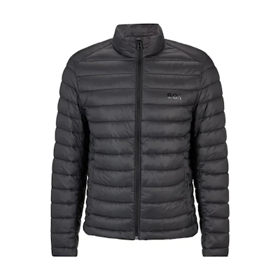 HUGO BOSS Black Zip-Up Jacket with Logo Print and Stand Collar 50481548-001