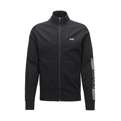 HUGO BOSS Black Zip-Up Jacket with Solid Letter Print 50389054-001