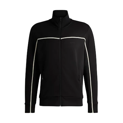 HUGO BOSS Black Zip-Up Sweatshirt with Stripe Tape Inserts 50523896-001