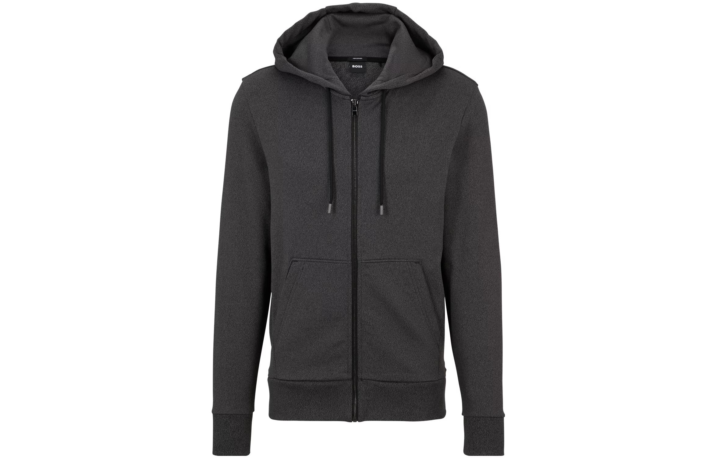 HUGO BOSS Black Zip-Up Terry Cotton Hoodie 50509141001