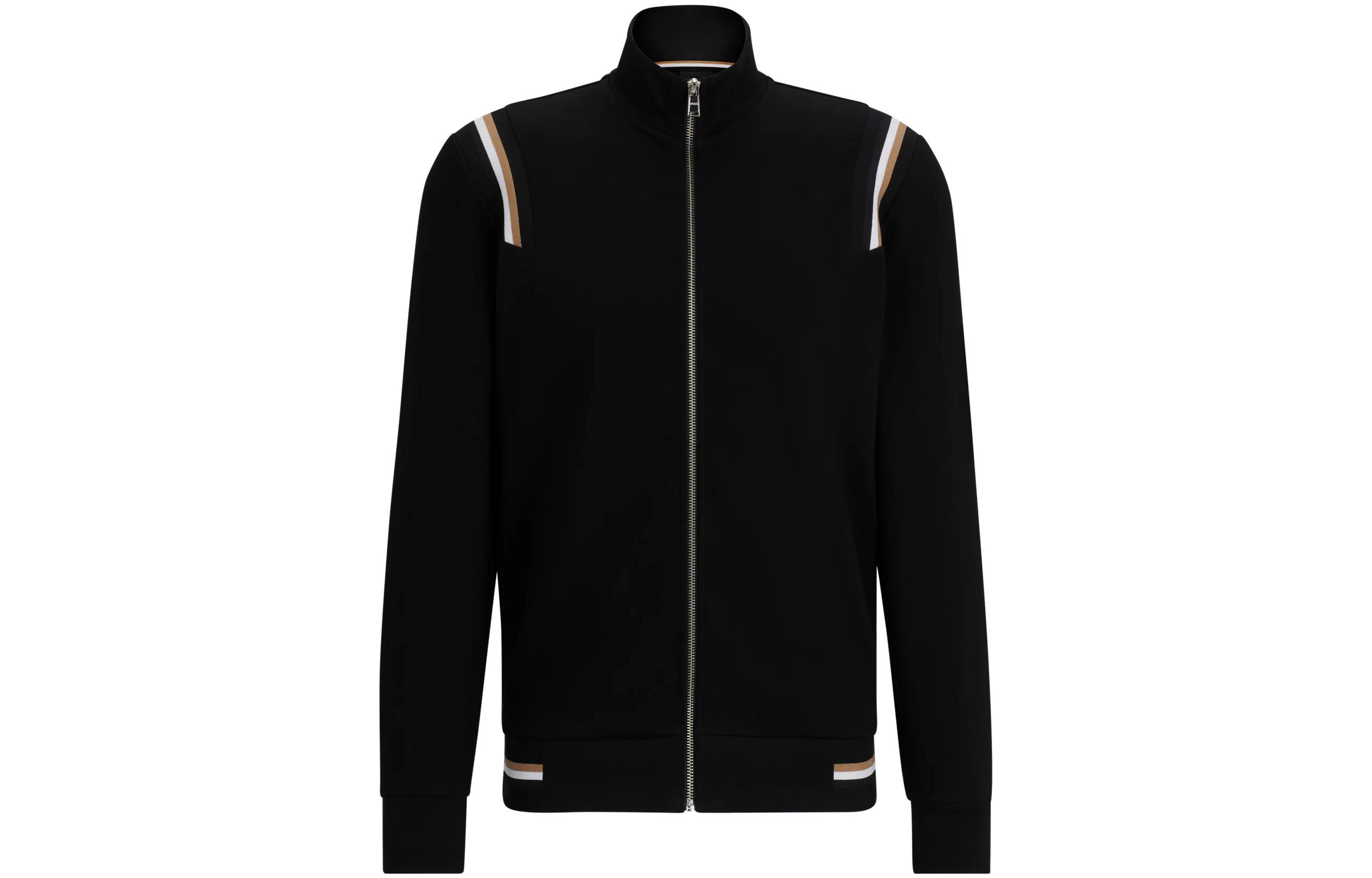 HUGO BOSS Black Zip-Up Track Jacket with Stand Collar 50505791-001
