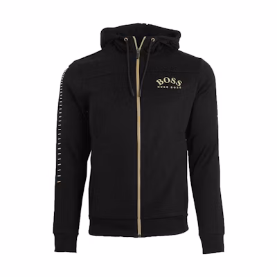 HUGO BOSS Black Zip Hoodie Jacket with Letter Print Design 50418944-006