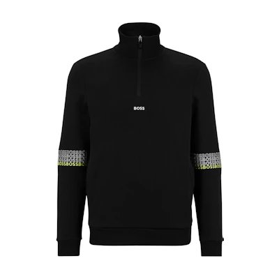HUGO BOSS Black Zip Neck Logo Long Sleeve Sweatshirt 50486658-001