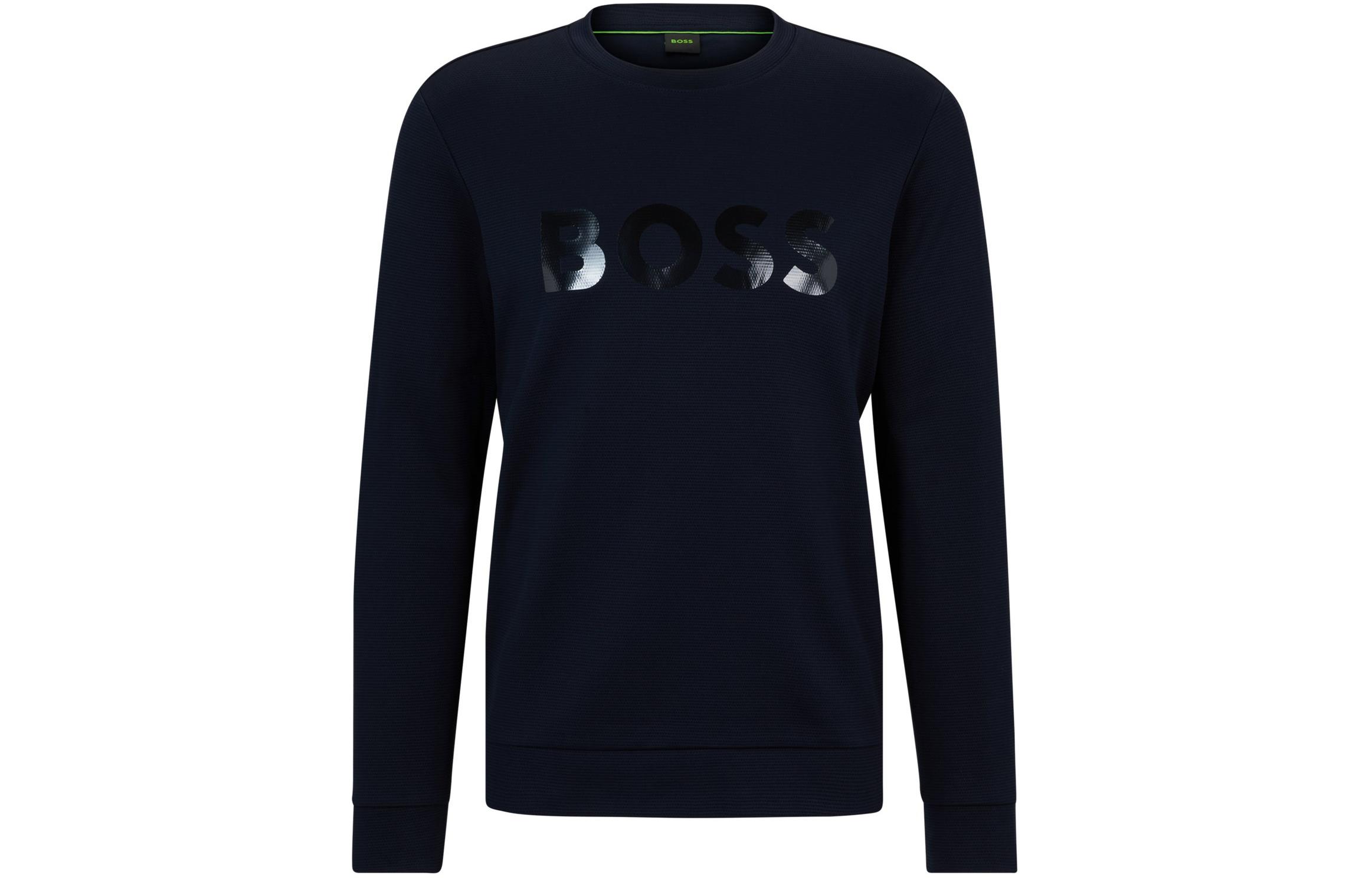 HUGO BOSS Blue Casual Loose Fit Crewneck Sweatshirt with Logo Print 50501198-402