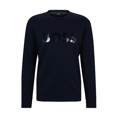 HUGO BOSS Blue Casual Loose Fit Crewneck Sweatshirt with Logo Print 50501198-402