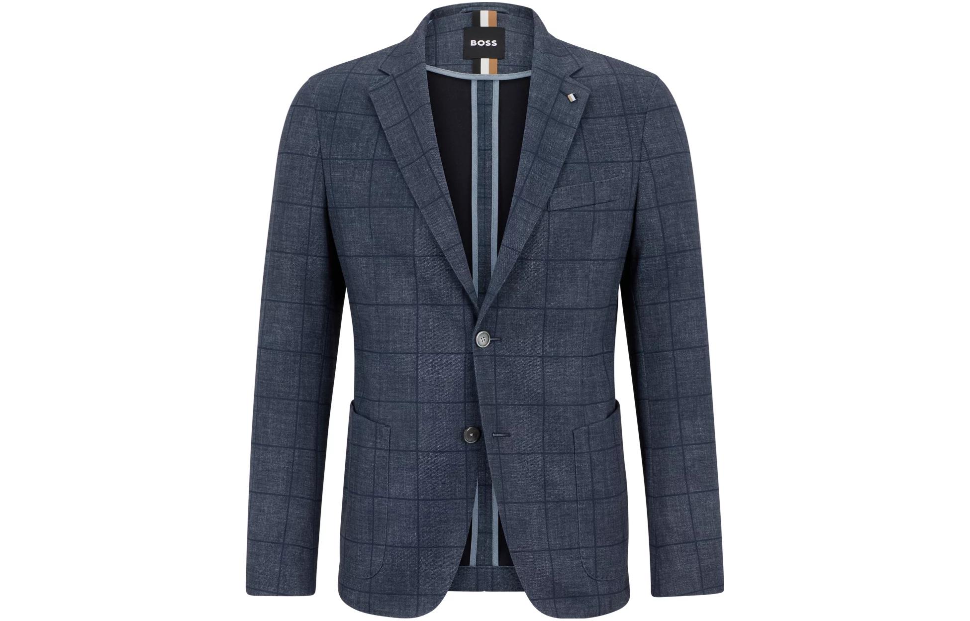 HUGO BOSS Blue Checkered Long-Sleeve Jacket 50484775-404