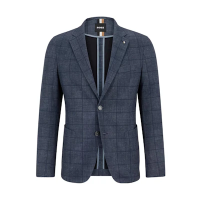 HUGO BOSS Blue Checkered Long-Sleeve Jacket 50484775-404