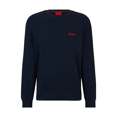 HUGO BOSS Blue Cotton-Terry Crewneck Sweatshirt with Reverse Logo 50483666-405
