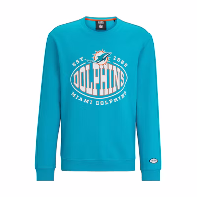 HUGO BOSS Blue Crewneck Pullover Sweatshirt with Letter Print 50504600-354