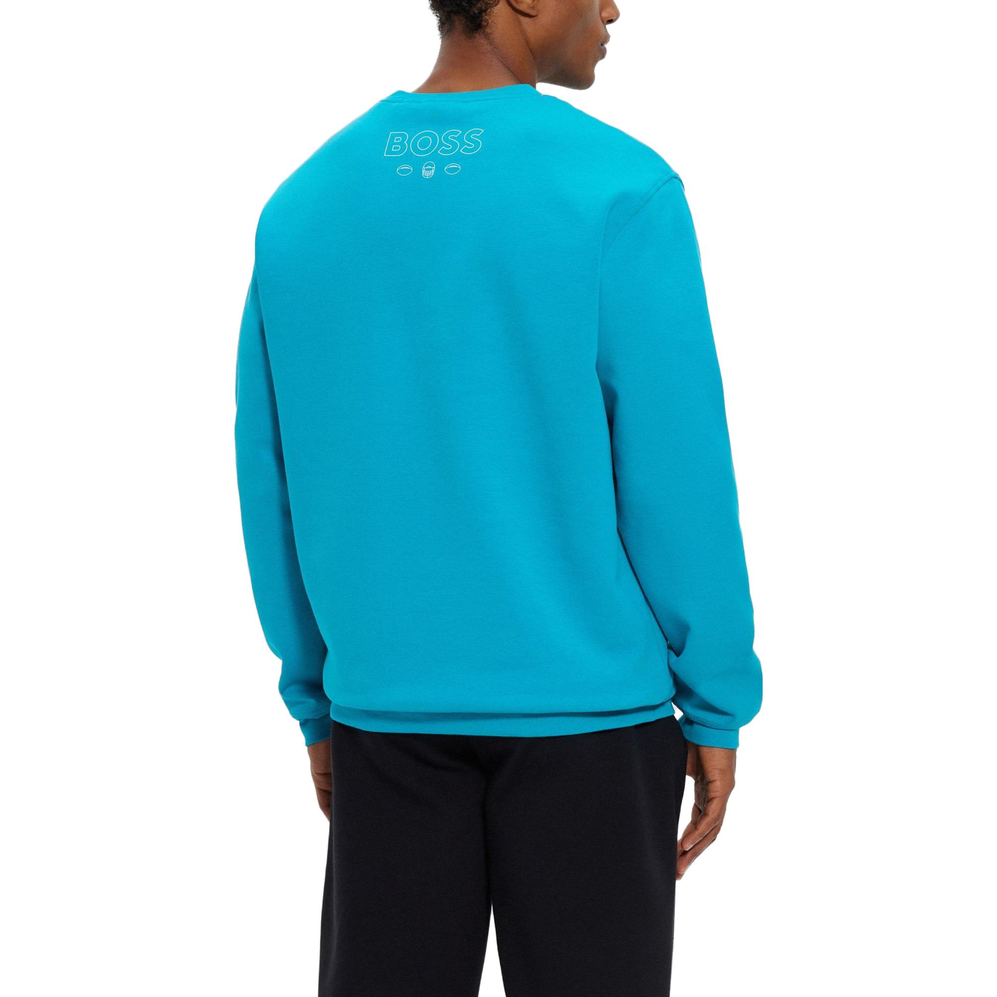 HUGO BOSS Blue Crewneck Pullover Sweatshirt with Letter Print 50504600-354 圖 4