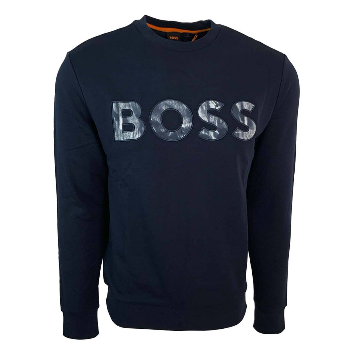 HUGO BOSS Blue Crewneck Sweatshirt with Letter Print Long Sleeves 50476140-404