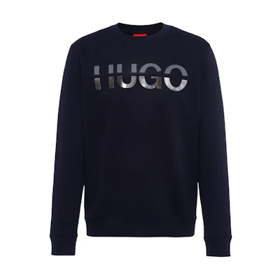 HUGO BOSS Blue Crewneck Sweatshirt with Logo Print 50461620-405